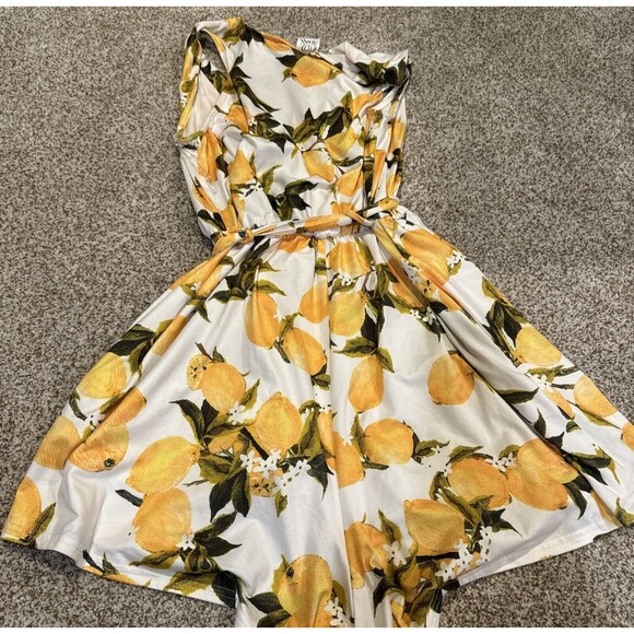 Women's Sleeveless Lemon Print Romper Tie Waist Large/XL - Picture 5 of 5